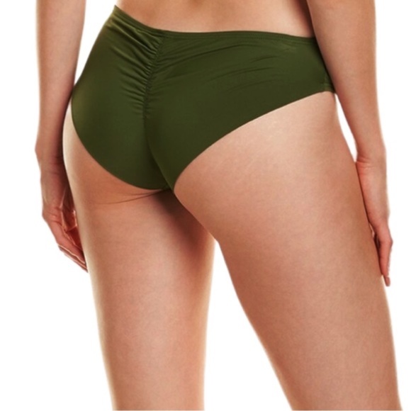 Vince Camuto Palm Green Shirred Smooth Fit Cheeky Bikini Bottom Size M - Picture 6 of 11